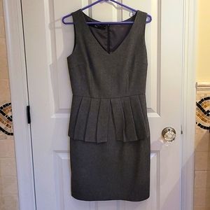 Grey wool sleeveless Roni sheath dress with peplum detail size S